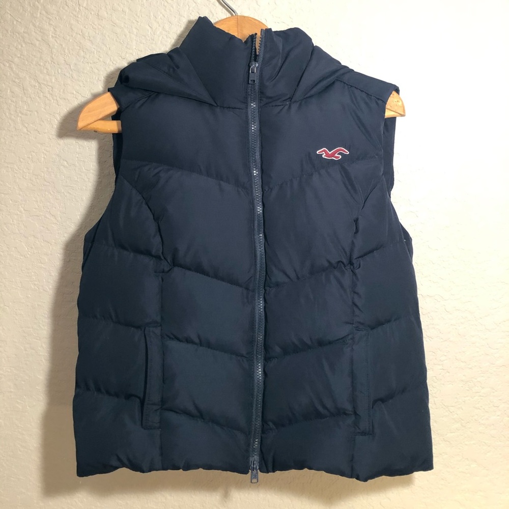 Hollister Hooded Navy Womens Puffer Vest